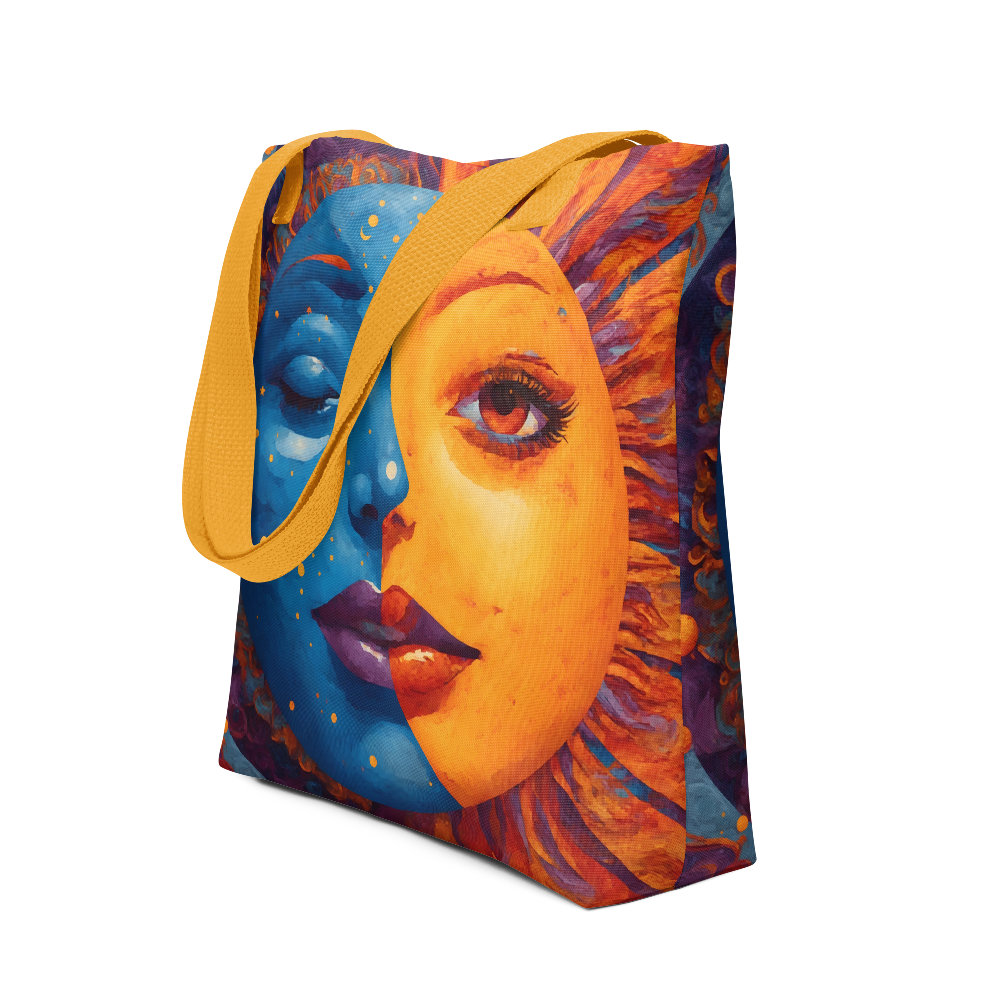 Celestial Face Sun And Moon Tote bag