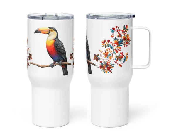Toucan Style Travel Mug with a handle (Tumbler)